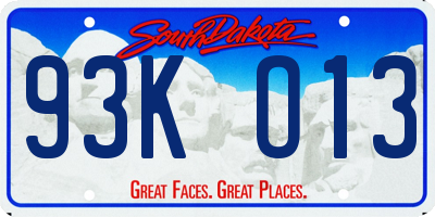 SD license plate 93KO13