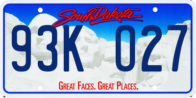 SD license plate 93KO27