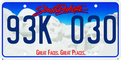 SD license plate 93KO30