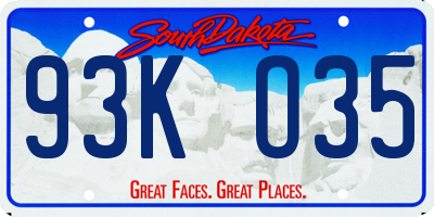 SD license plate 93KO35