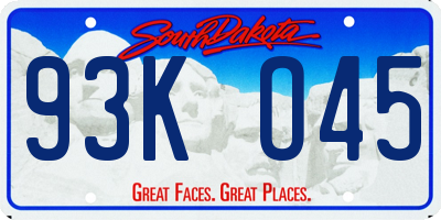 SD license plate 93KO45