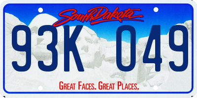 SD license plate 93KO49