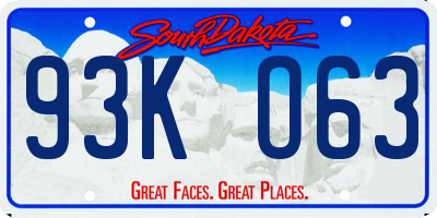 SD license plate 93KO63