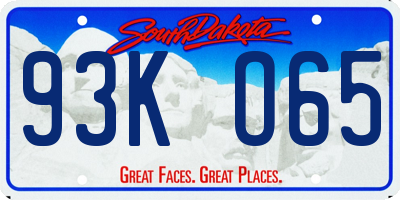 SD license plate 93KO65