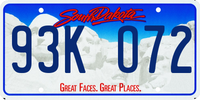 SD license plate 93KO72