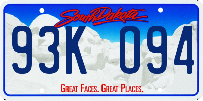 SD license plate 93KO94