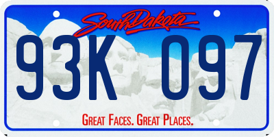 SD license plate 93KO97