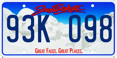 SD license plate 93KO98