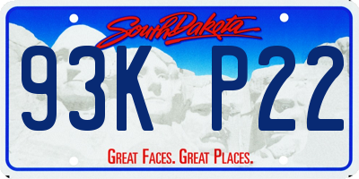 SD license plate 93KP22