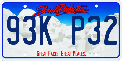 SD license plate 93KP32