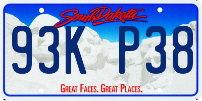 SD license plate 93KP38
