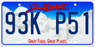 SD license plate 93KP51