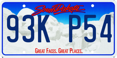 SD license plate 93KP54