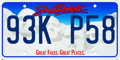 SD license plate 93KP58