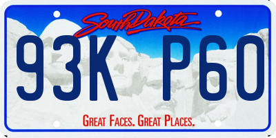 SD license plate 93KP60