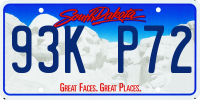 SD license plate 93KP72