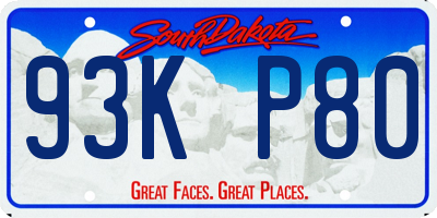SD license plate 93KP80