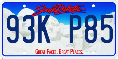 SD license plate 93KP85