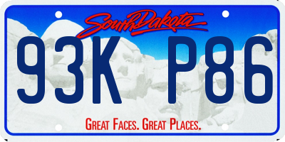 SD license plate 93KP86