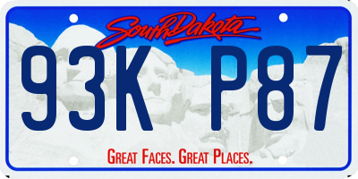 SD license plate 93KP87