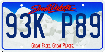 SD license plate 93KP89