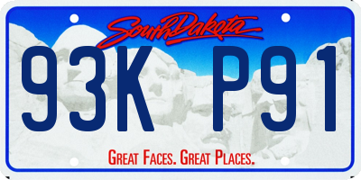 SD license plate 93KP91