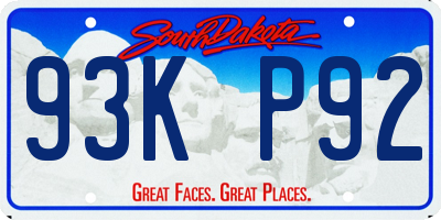 SD license plate 93KP92