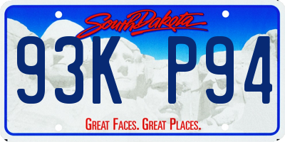 SD license plate 93KP94