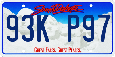 SD license plate 93KP97