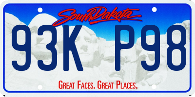 SD license plate 93KP98