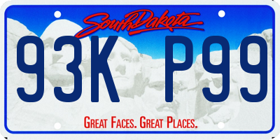 SD license plate 93KP99