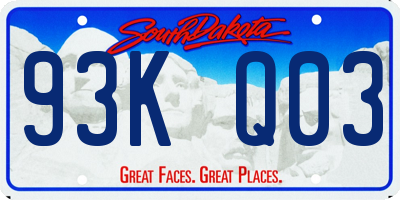 SD license plate 93KQ03