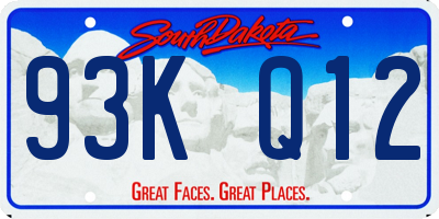 SD license plate 93KQ12