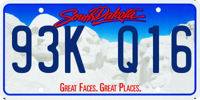 SD license plate 93KQ16