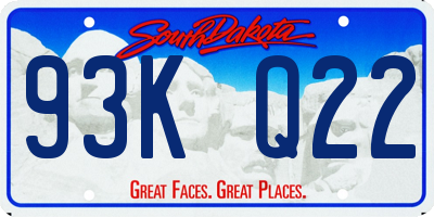 SD license plate 93KQ22