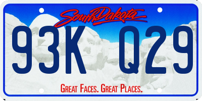 SD license plate 93KQ29