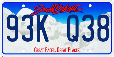 SD license plate 93KQ38