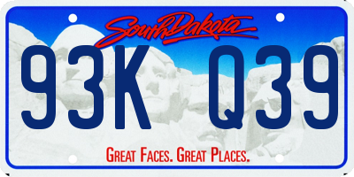 SD license plate 93KQ39