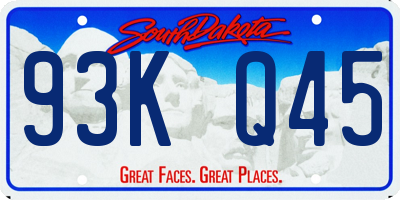 SD license plate 93KQ45