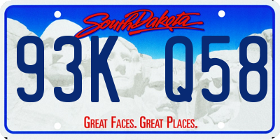 SD license plate 93KQ58