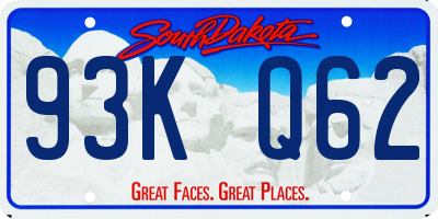 SD license plate 93KQ62