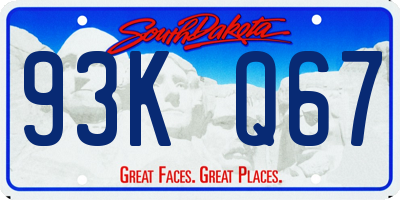 SD license plate 93KQ67