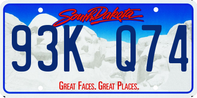 SD license plate 93KQ74