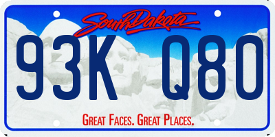 SD license plate 93KQ80