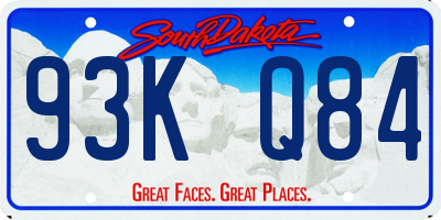 SD license plate 93KQ84
