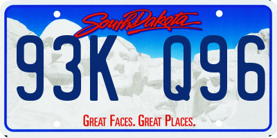 SD license plate 93KQ96