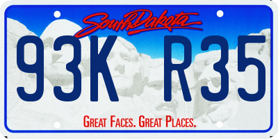 SD license plate 93KR35