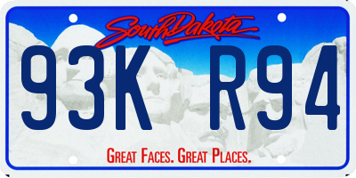 SD license plate 93KR94