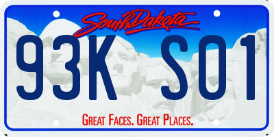 SD license plate 93KS01