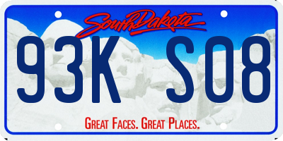 SD license plate 93KS08